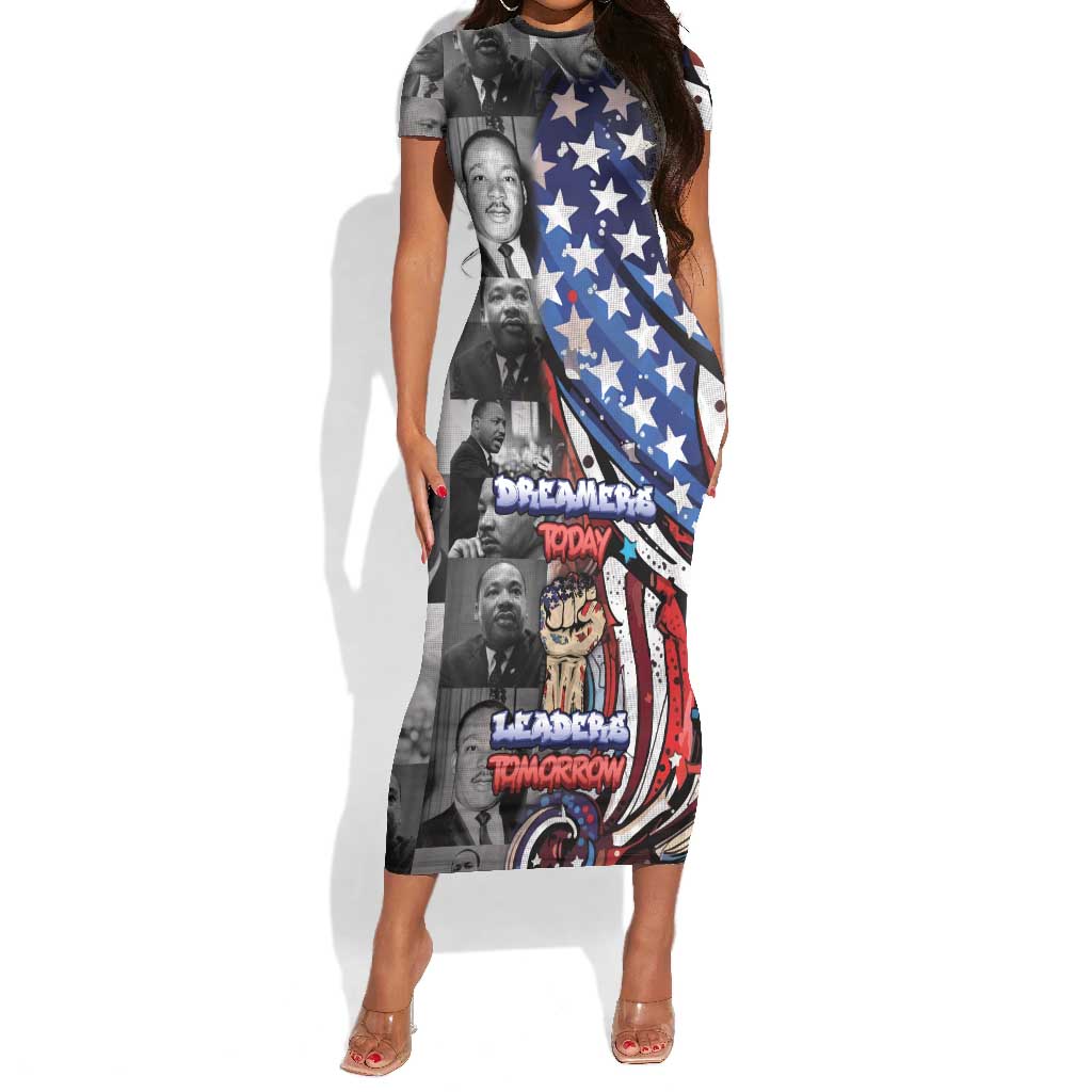 Martin Luther King Jr Day Short Sleeve Bodycon Dress Dreamers Today Leaders Tomorrow DT05