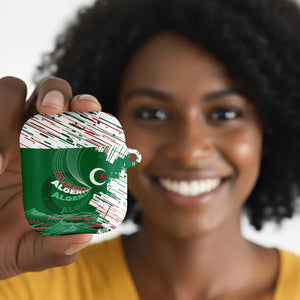 Algeria Football AirPods Case Glitch Effect Desert Lines And Star Crescent