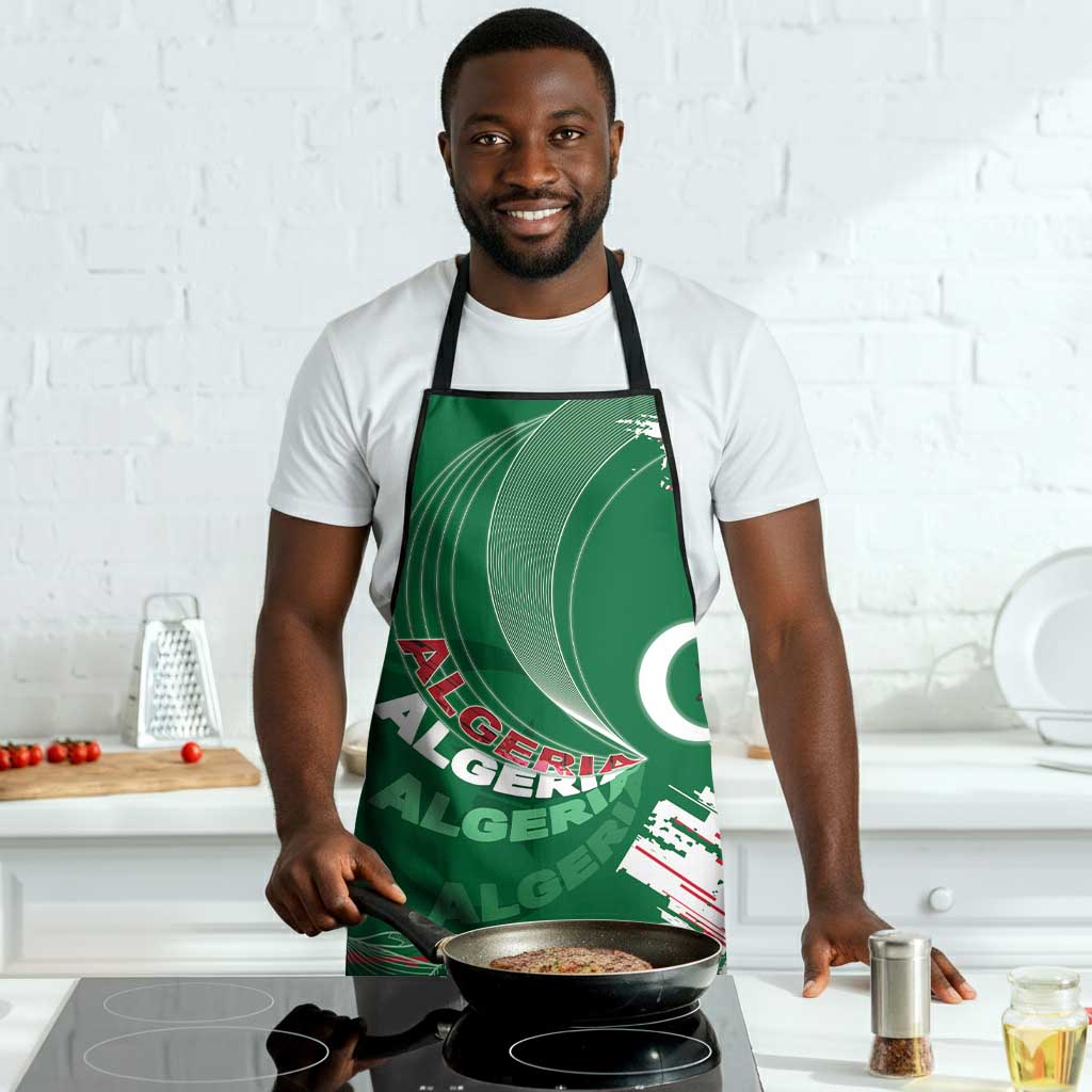 Algeria Football Apron Glitch Effect Desert Lines And Star Crescent