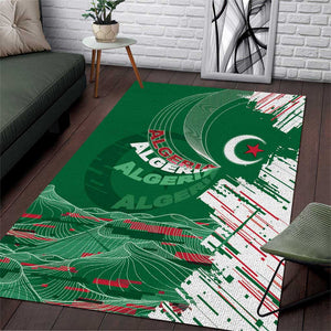 Algeria Football Area Rug Glitch Effect Desert Lines And Star Crescent