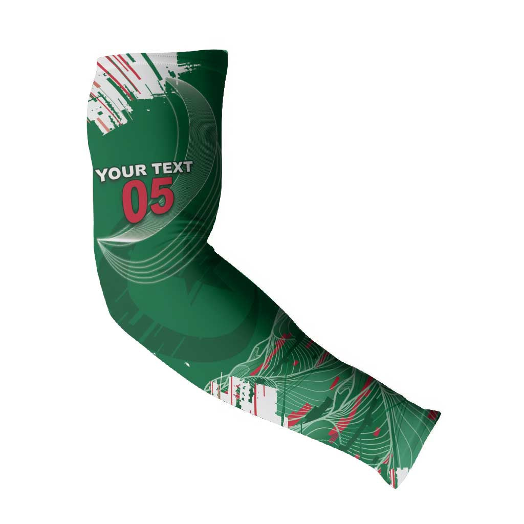 Custom Algeria Football Arm Sleeves Glitch Effect Desert Lines And Star Crescent