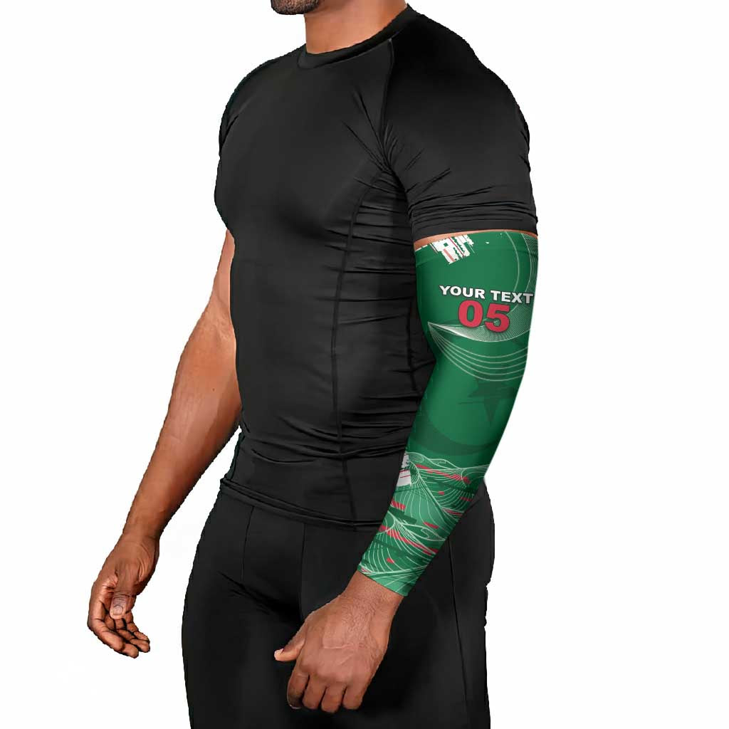 Custom Algeria Football Arm Sleeves Glitch Effect Desert Lines And Star Crescent