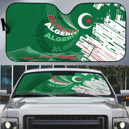 Algeria Football Auto Sun Shade Glitch Effect Desert Lines And Star Crescent