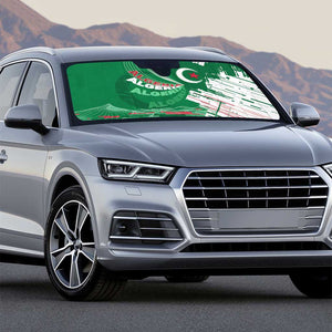 Algeria Football Auto Sun Shade Glitch Effect Desert Lines And Star Crescent