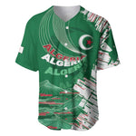 Custom Algeria Football Baseball Jersey Glitch Effect Desert Lines And Star Crescent