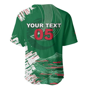 Custom Algeria Football Baseball Jersey Glitch Effect Desert Lines And Star Crescent