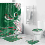 Algeria Football Bathroom Set Glitch Effect Desert Lines And Star Crescent