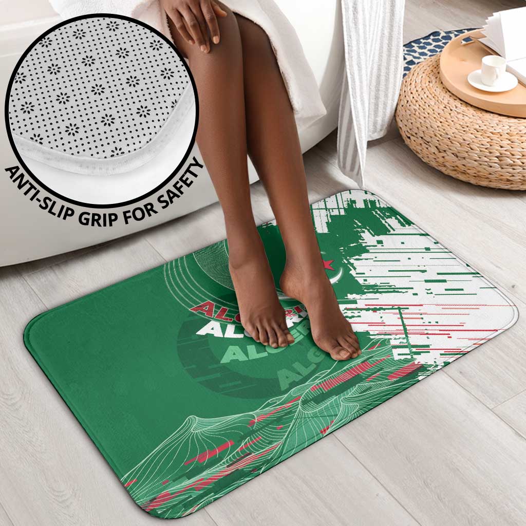 Algeria Football Bathroom Set Glitch Effect Desert Lines And Star Crescent