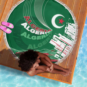 Algeria Football Beach Blanket Glitch Effect Desert Lines And Star Crescent