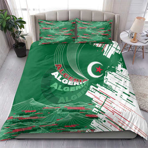 Algeria Football Bedding Set Glitch Effect Desert Lines And Star Crescent