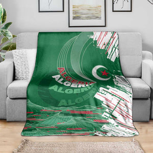 Algeria Football Blanket Glitch Effect Desert Lines And Star Crescent