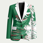 Custom Algeria Football Blazer Glitch Effect Desert Lines And Star Crescent