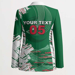 Custom Algeria Football Blazer Glitch Effect Desert Lines And Star Crescent