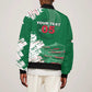 Custom Algeria Football Bomber Jacket Glitch Effect Desert Lines And Star Crescent