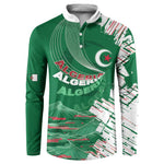 Custom Algeria Football Button Sweatshirt Glitch Effect Desert Lines And Star Crescent