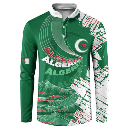 Custom Algeria Football Button Sweatshirt Glitch Effect Desert Lines And Star Crescent