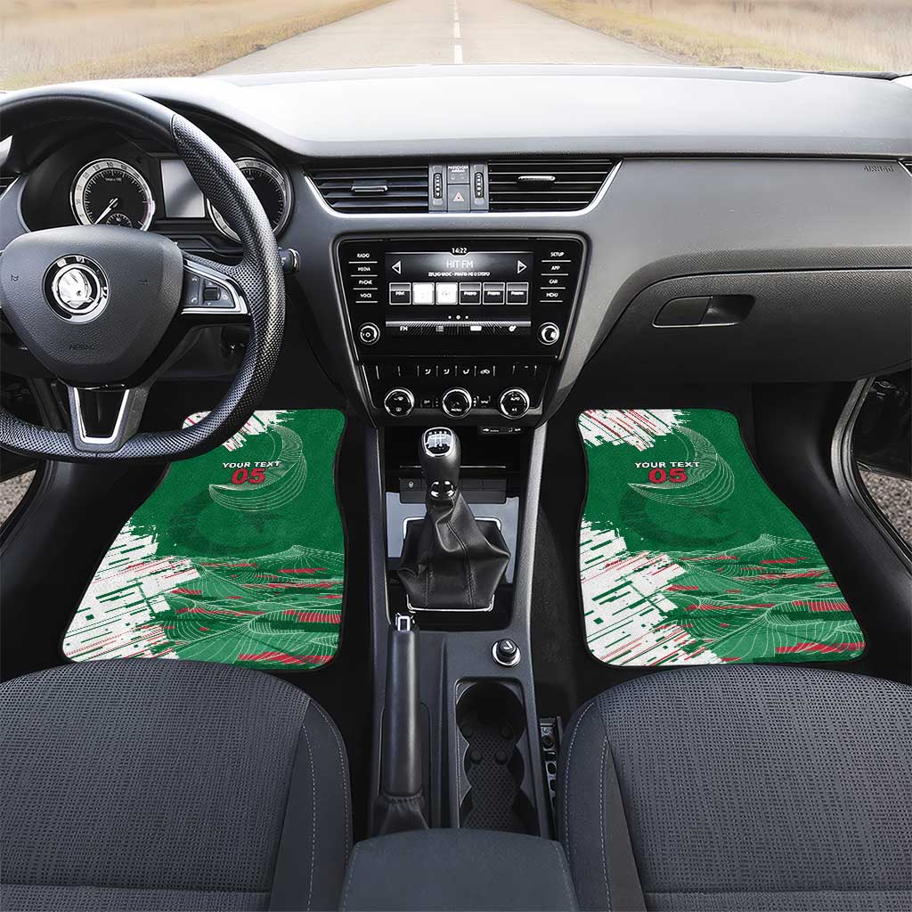 Custom Algeria Football Car Mats Glitch Effect Desert Lines And Star Crescent
