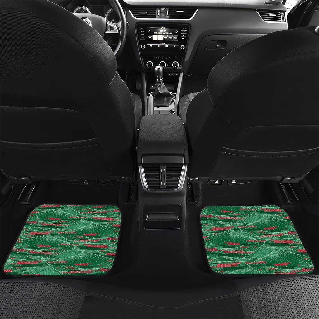 Custom Algeria Football Car Mats Glitch Effect Desert Lines And Star Crescent