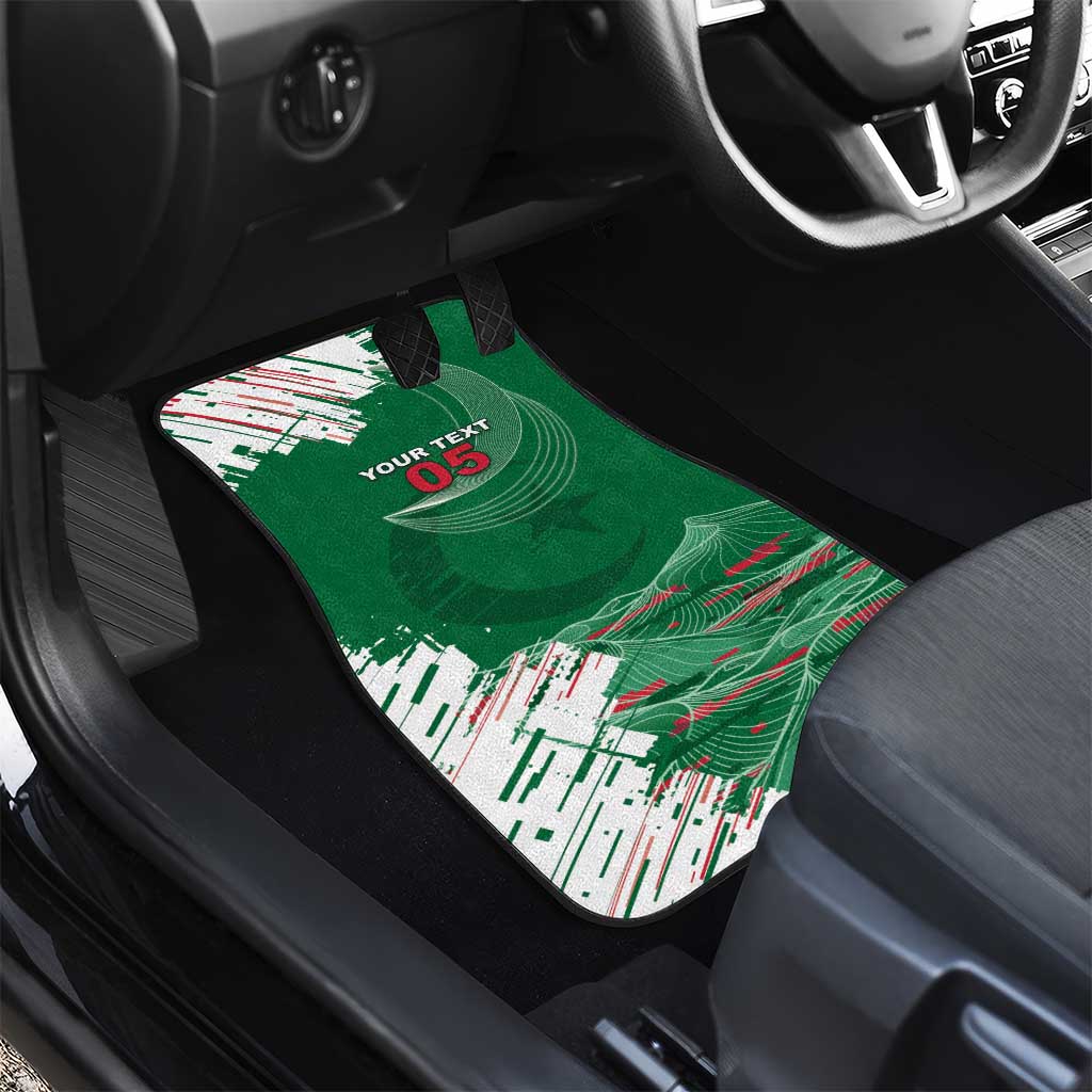 Custom Algeria Football Car Mats Glitch Effect Desert Lines And Star Crescent