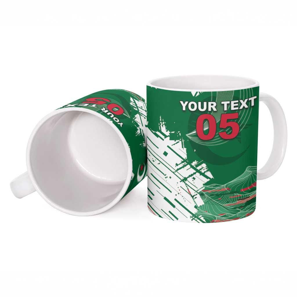 Custom Algeria Football Ceramic Mug Glitch Effect Desert Lines And Star Crescent