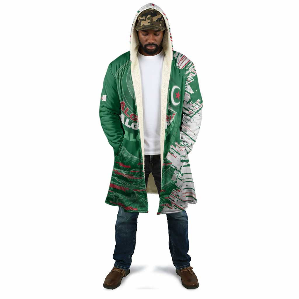 Custom Algeria Football Cloak Glitch Effect Desert Lines And Star Crescent