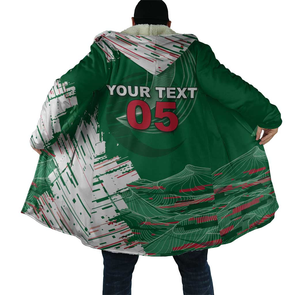 Custom Algeria Football Cloak Glitch Effect Desert Lines And Star Crescent