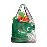 Algeria Football Grocery Bag Glitch Effect Desert Lines And Star Crescent