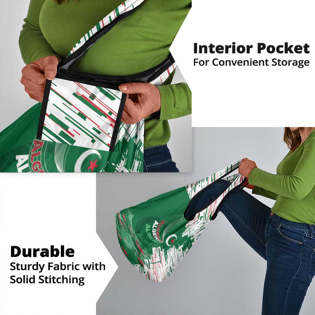 Algeria Football Grocery Bag Glitch Effect Desert Lines And Star Crescent