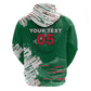 Custom Algeria Football Hoodie Glitch Effect Desert Lines And Star Crescent