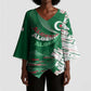Custom Algeria Football Kimono Sleeve Blouse Glitch Effect Desert Lines And Star Crescent