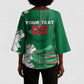 Custom Algeria Football Kimono Sleeve Blouse Glitch Effect Desert Lines And Star Crescent