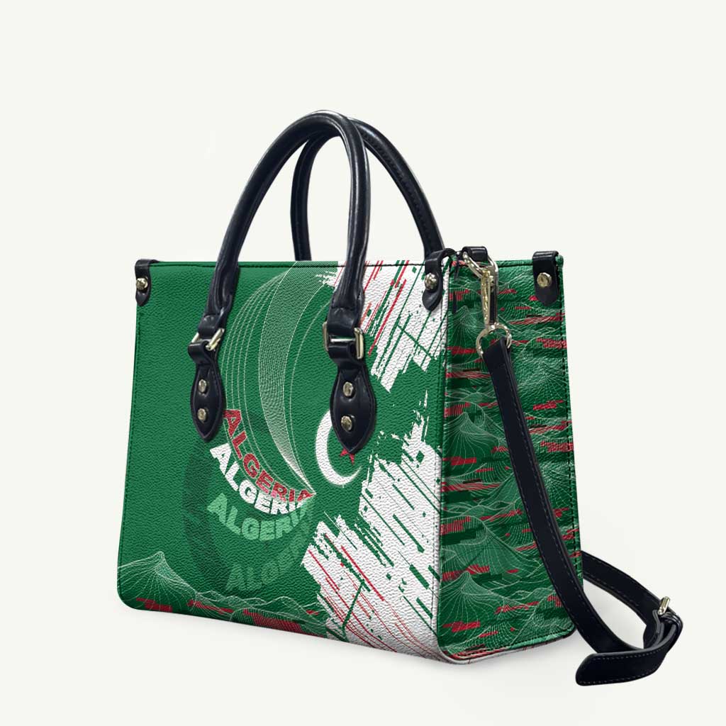 Algeria Football Leather Bag Glitch Effect Desert Lines And Star Crescent