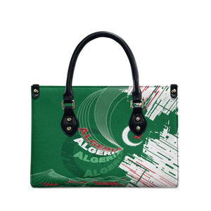 Algeria Football Leather Bag Glitch Effect Desert Lines And Star Crescent