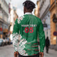 Custom Algeria Football Long Sleeve Button Shirt Glitch Effect Desert Lines And Star Crescent