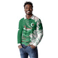 Custom Algeria Football Long Sleeve Polo Shirt Glitch Effect Desert Lines And Star Crescent
