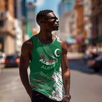 Custom Algeria Football Men Tank Top Glitch Effect Desert Lines And Star Crescent