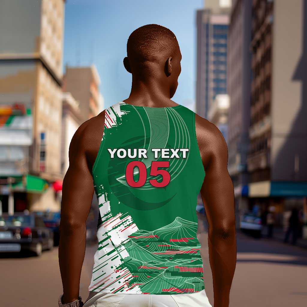 Custom Algeria Football Men Tank Top Glitch Effect Desert Lines And Star Crescent