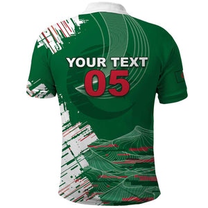 Custom Algeria Football Polo Shirt Glitch Effect Desert Lines And Star Crescent