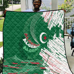 Algeria Football Quilt Glitch Effect Desert Lines And Star Crescent