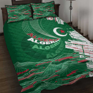 Algeria Football Quilt Bed Set Glitch Effect Desert Lines And Star Crescent