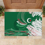 Algeria Football Rubber Doormat Glitch Effect Desert Lines And Star Crescent