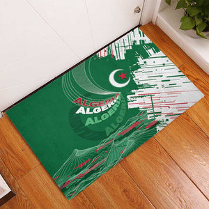 Algeria Football Rubber Doormat Glitch Effect Desert Lines And Star Crescent