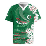Custom Algeria Football Rugby Jersey Glitch Effect Desert Lines And Star Crescent