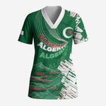 Custom Algeria Football Scrub Top Glitch Effect Desert Lines And Star Crescent
