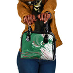 Algeria Football Shoulder Handbag Glitch Effect Desert Lines And Star Crescent