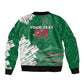 Custom Algeria Football Sleeve Zip Bomber Jacket Glitch Effect Desert Lines And Star Crescent
