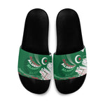 Algeria Football Slide Sandals Glitch Effect Desert Lines And Star Crescent