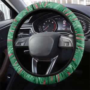Algeria Football Steering Wheel Cover Glitch Effect Desert Lines And Star Crescent
