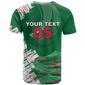 Custom Algeria Football T shirt Glitch Effect Desert Lines And Star Crescent