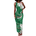 Custom Algeria Football Tank Maxi Dress Glitch Effect Desert Lines And Star Crescent
